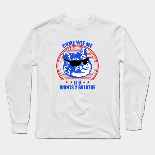 Heavy Breathing Cat Terminator Weight Lifter Long Sleeve T-Shirt by Electrovista